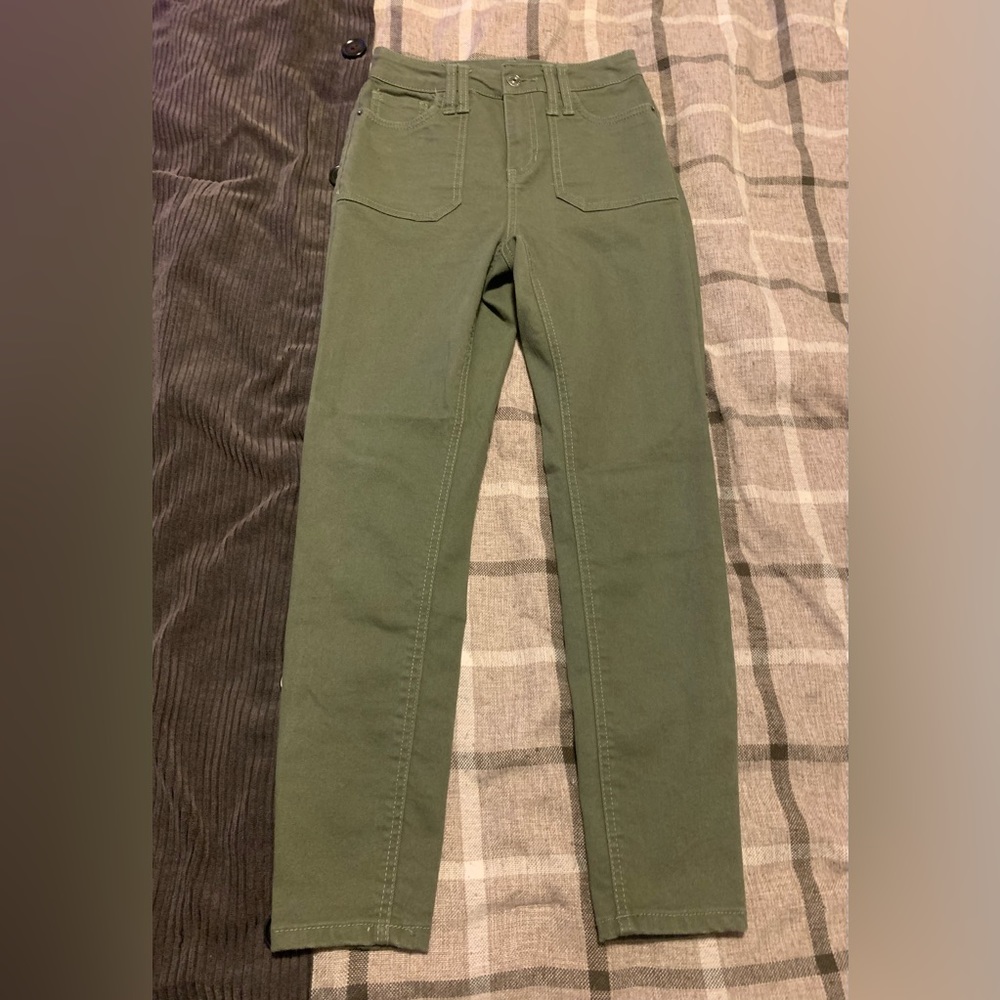 Olive green skinny jeans size 3